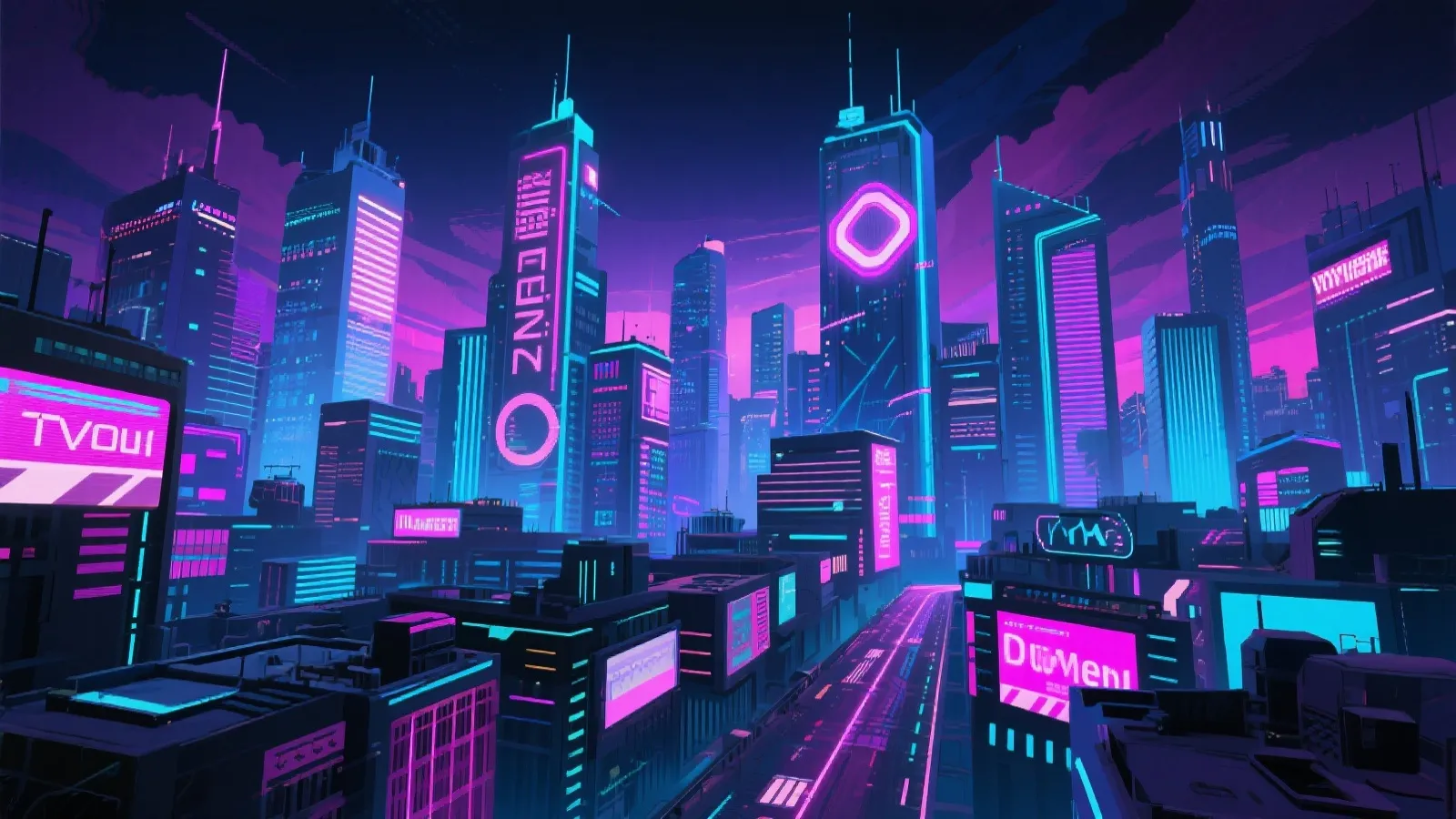 复古霓虹城市游戏氛围背景