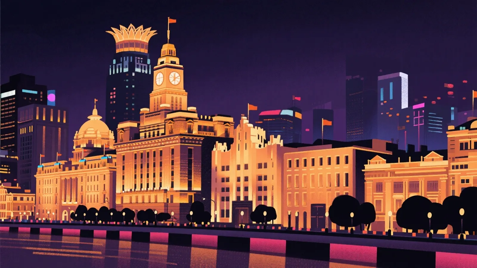 上海滩夜景氛围图